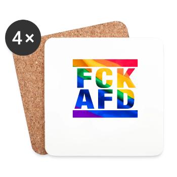 Contre les nazis - FCK AFD - Contre la droite - LGBTQ - Dessous de verre (lot de 4) - blanc - Devant
