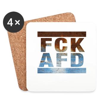 Contre les nazis - FCK AFD - Contre la droite - Dessous de verre (lot de 4) - blanc - Devant