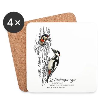 Grand pic tacheté - Dessous de verre (lot de 4) - blanc - Devant