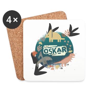 oskar dino pillow petrol - Coasters (set of 4) - white - Front