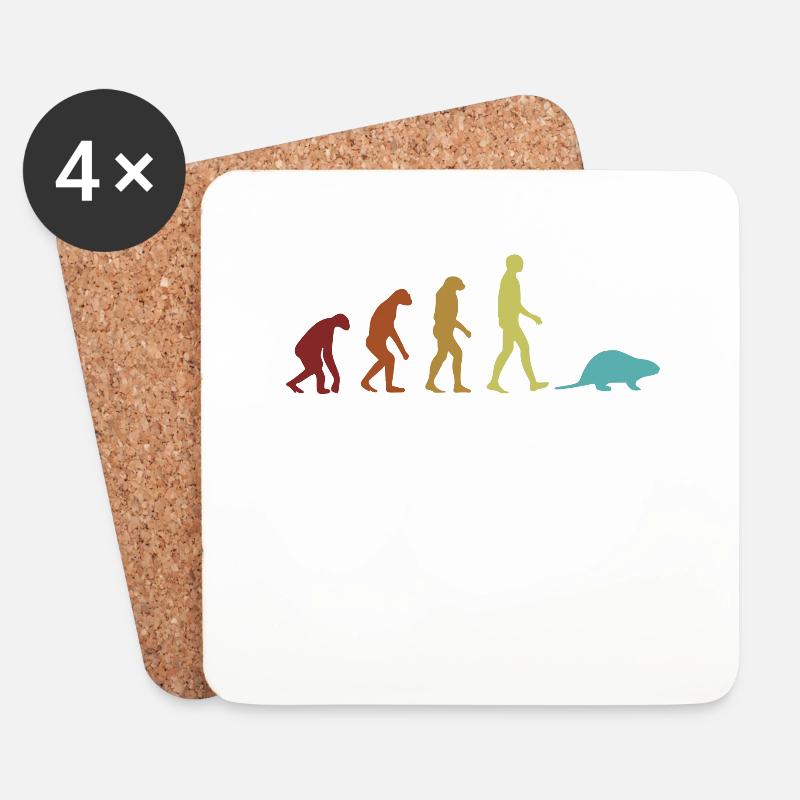 Nutria Evolution Sumpfbiber Biber Biberratte - Untersetzer (4er-Set) - Weiß