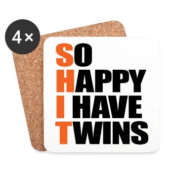 So Happy I Have Twins Funny Pregnancy Maternity - Coasters (set of 4) - white - Front