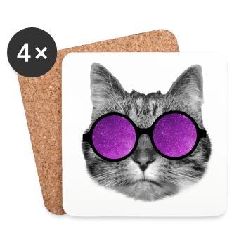 Chat de l’espace - Dessous de verre (lot de 4) - blanc - Devant