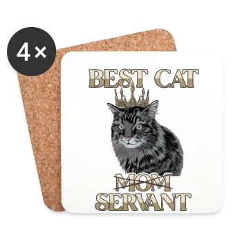 Best Cat Mom Servant Kätzchen Hauskatze - Untersetzer (4er-Set) - Weiß - Vorne