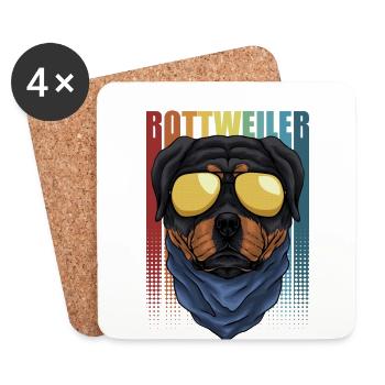 Vierbeiner Wauwau Rüde Hundebesitzer Rottweiler - Untersetzer (4er-Set) - Weiß - Vorne