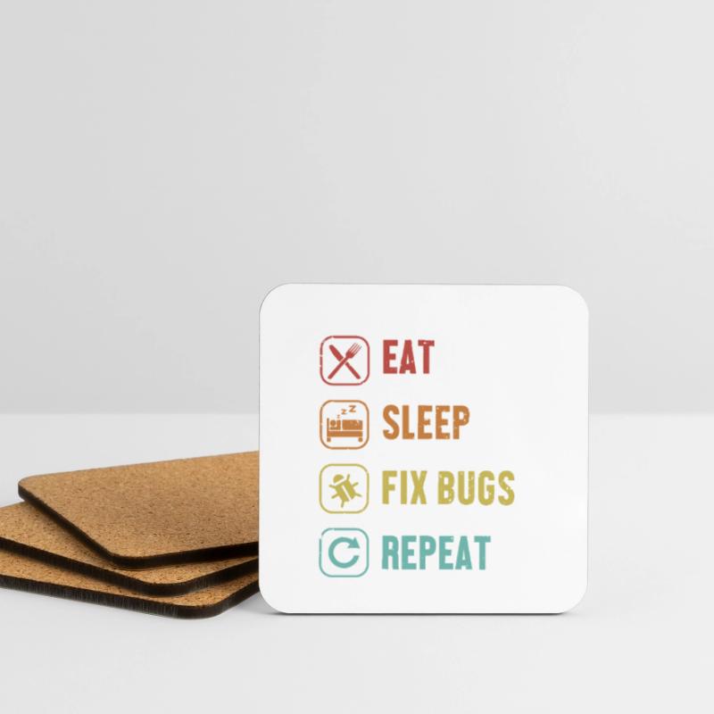 Eat Sleep Fix Bugs Repeat Coder Engineer Software Coasters (set of 4)