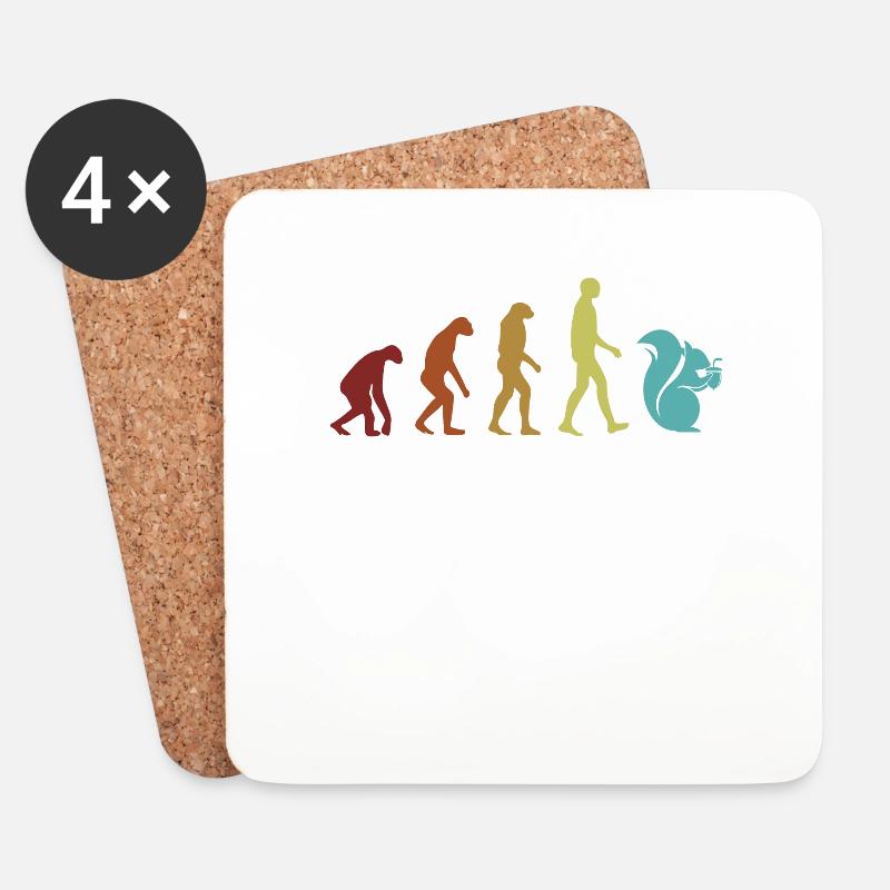 Squirrel Evolution Grauhörnchen Squirrel - Untersetzer (4er-Set) - Weiß