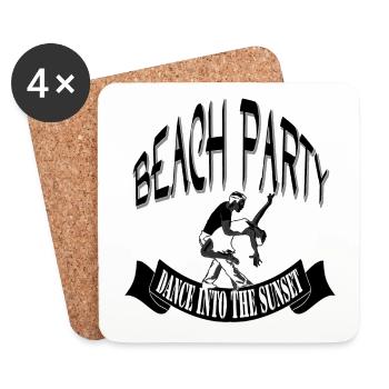 beach party dancing couple vacances coucher de soleil - Dessous de verre (lot de 4) - blanc - Devant