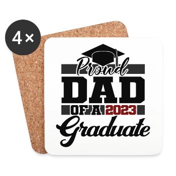 Fier papa d’un diplôme d’études supérieures pour hommes en 2023 - Dessous de verre (lot de 4) - blanc - Devant