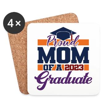 Fière maman d’un diplôme d’études supérieures 2023 pour les femmes - Dessous de verre (lot de 4) - blanc - Devant