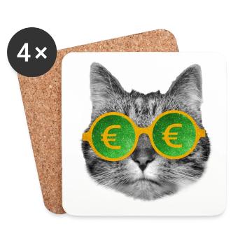 Katzengeldbrille - Untersetzer (4er-Set) - Weiß - Vorne