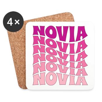 Novia Girlfriend Engagement Bridal Shower Wedding - Coasters (set of 4) - white - Front