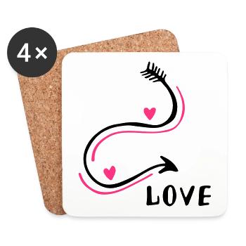 Love Heart Love Hearts Butterflies in the stomach - Coasters (set of 4) - white - Front