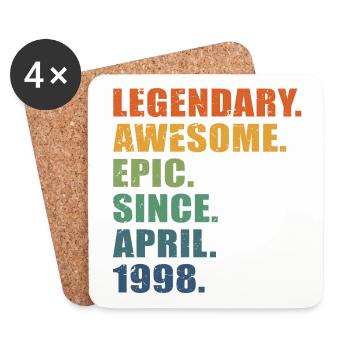 25th Birthday, April 1998, 25 Year Anniversary - Coasters (set of 4) - white - Front