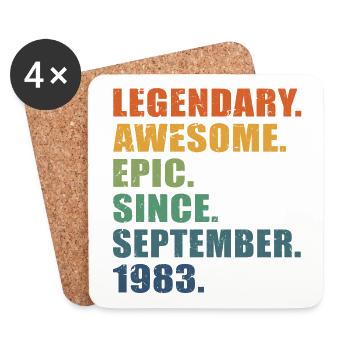 40th Birthday, September 1983, 40 Year Anniversary - Coasters (set of 4) - white - Front