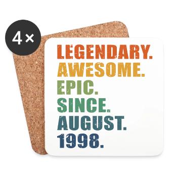 25th Birthday, August 1998, 25 Year Anniversary - Coasters (set of 4) - white - Front