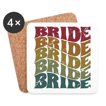Retro Bride Matching Mariage Couple Fiançailles - Dessous de verre (lot de 4) - blanc - Devant