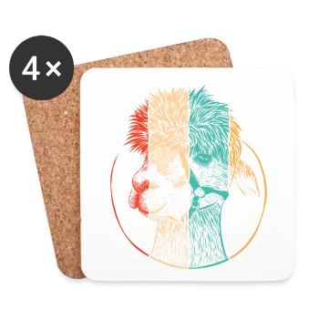 Rétro Pako Huacaya Lama Alpaga Éleveur Alpaga - Dessous de verre (lot de 4) - blanc - Devant