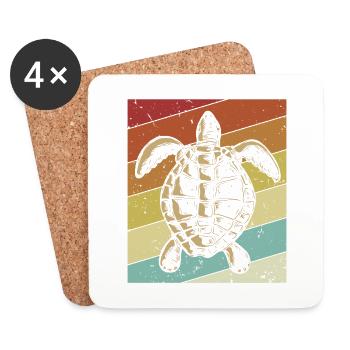 Tortue d’eau rétro Tortue géante - Dessous de verre (lot de 4) - blanc - Devant