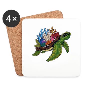 Tortue d’eau Tortue géante Tortue - Dessous de verre (lot de 4) - blanc - Devant