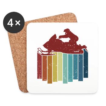 Rétro Motoneige Motoneige Moto de neige - Dessous de verre (lot de 4) - blanc - Devant