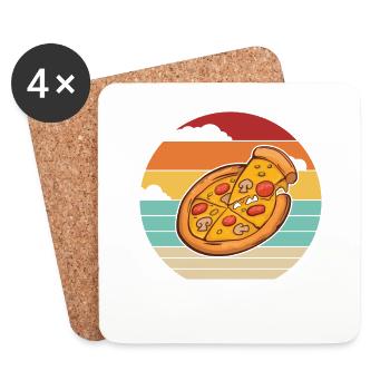 Retro pizza oven pizza pizza tray pizza lover - Coasters (set of 4) - white - Front