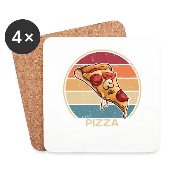 Retro Pizza Tray Pizza Oven Pizza Pizza Lovers - Coasters (set of 4) - white - Front