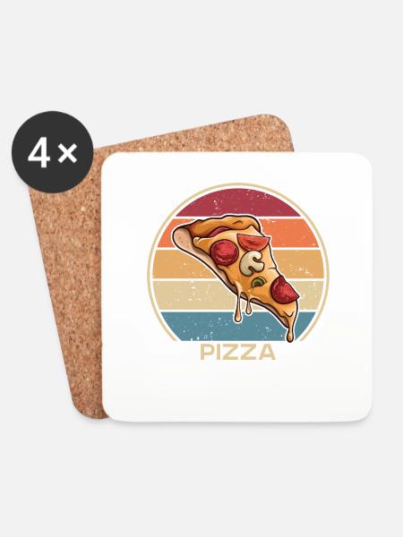 Retro Pizzablech Pizzaofen Pizza Pizza Liebhaber - Glasbrikker (sæt med 4 stk.) - hvid