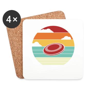 Retro Disc Golfer Frisbee Golf Basket Disc - Coasters (set of 4) - white - Front