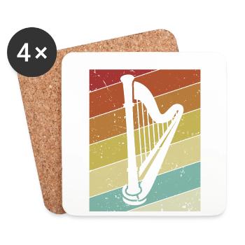 Retro concert harp harp music harp harp player - Coasters (set of 4) - white - Front