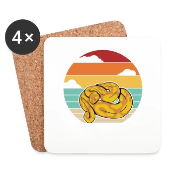 Retro Schlange Schuppenkriechtiere Python Banana - Untersetzer (4er-Set) - Weiß - Vorne