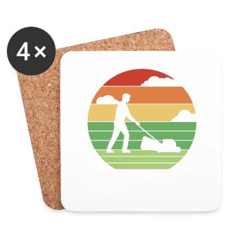 Jardin de jardin rétro horticulture - Dessous de verre (lot de 4) - blanc - Devant