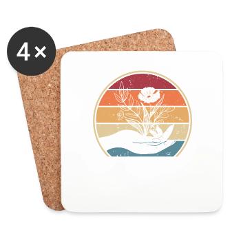 Jardin de jardin rétro horticulture - Dessous de verre (lot de 4) - blanc - Devant