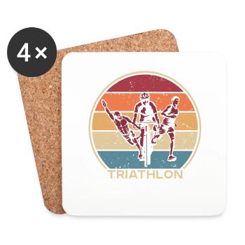Retro Triathlon Bike Triathlete Training Professional - Coasters (set of 4) - white - Front