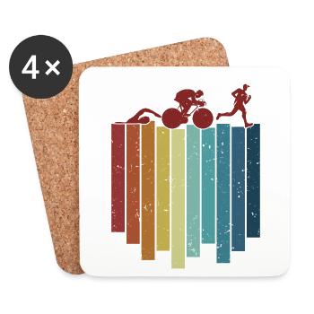 Retro Training Triathlon Bike Triathlete Pro - Coasters (set of 4) - white - Front