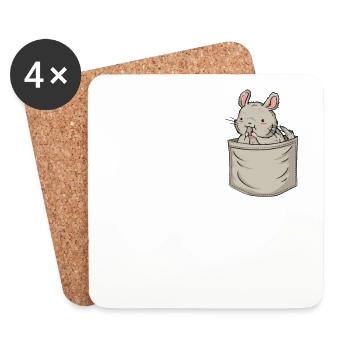 Chinchilla Chest Pocket Longtail Longhair - Coasters (set of 4) - white - Front