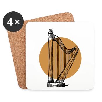 Lineart Harp Music Harp Concert Harp - Coasters (set of 4) - white - Front