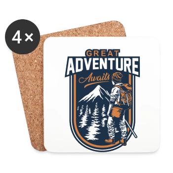 Une grande aventure attend Bergwandern Hiking - Dessous de verre (lot de 4) - blanc - Devant