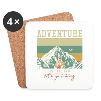 L’aventure vous appelle, Trekking, Randonnée en montagne, Randonnée pédestre - Dessous de verre (lot de 4) - blanc - Devant