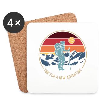Il est temps pour une nouvelle aventure Bergwandern Randonnée - Dessous de verre (lot de 4) - blanc - Devant