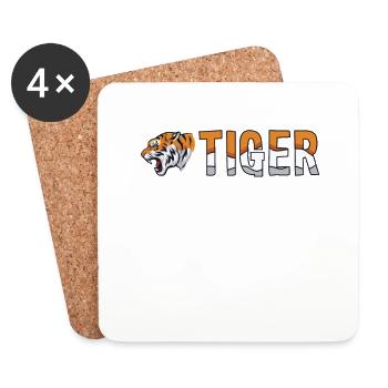 Tiger Text Wildkatze Raubkatze Königstiger - Untersetzer (4er-Set) - Weiß - Vorne