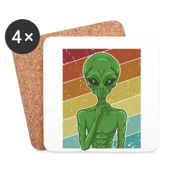 Ufo Conspiracy Außerirdischer - Untersetzer (4er-Set) - Weiß - Vorne