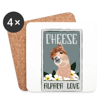 Cheese Alpaca Love Lama Pako Huacaya - Coasters (set of 4) - white - Front