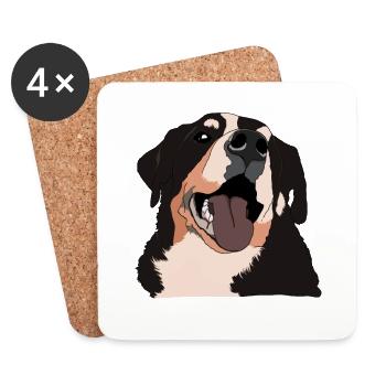 Ami à quatre pattes Wauwau Propriétaire de chien St. Bernard - Dessous de verre (lot de 4) - blanc - Devant