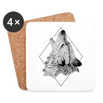 Vierbeiner Wauwau Rüde Hundebesitzer Wolfshund - Untersetzer (4er-Set) - Weiß - Vorne