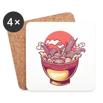 Schüssel Miso Shoyu Liebhaber Tonkotsu Ramen - Untersetzer (4er-Set) - Weiß - Vorne