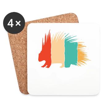 Retro Hystricidae Spiked Animal Amérique du Nord - Dessous de verre (lot de 4) - blanc - Devant