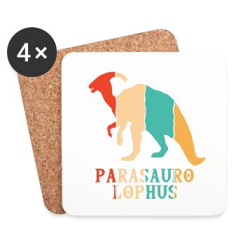 Rétro Parasaurolophini Hadrosauridae Lover - Dessous de verre (lot de 4) - blanc - Devant
