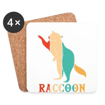 Retro Trash Panda Freund Königin Liebhaber Waschbär - Untersetzer (4er-Set) - Weiß - Vorne