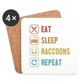 Eat Sleep Waschbären Wiederholen Trash Panda Queen - Untersetzer (4er-Set) - Weiß - Vorne